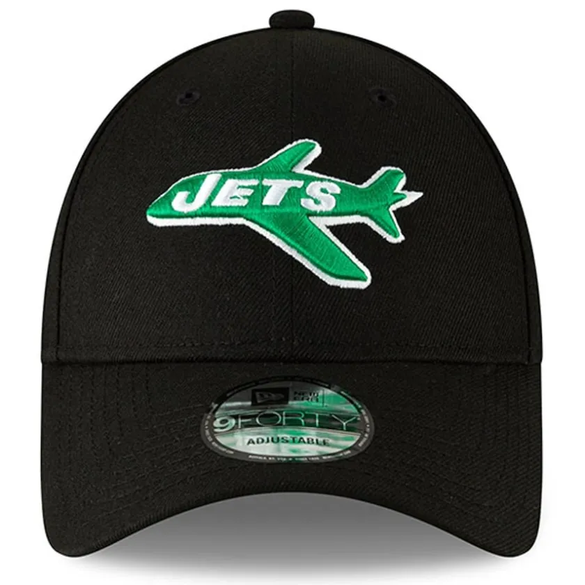 Adjustable^New York Jets Men's New Era Black The League Throwback 9FORTY Adjustable Hat