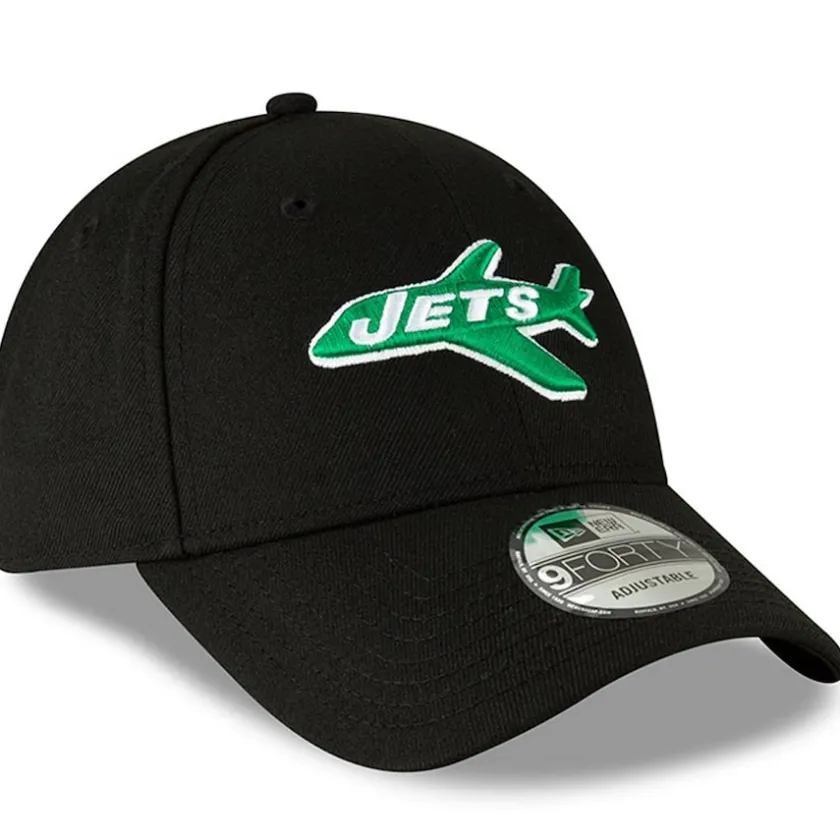 Adjustable^New York Jets Men's New Era Black The League Throwback 9FORTY Adjustable Hat