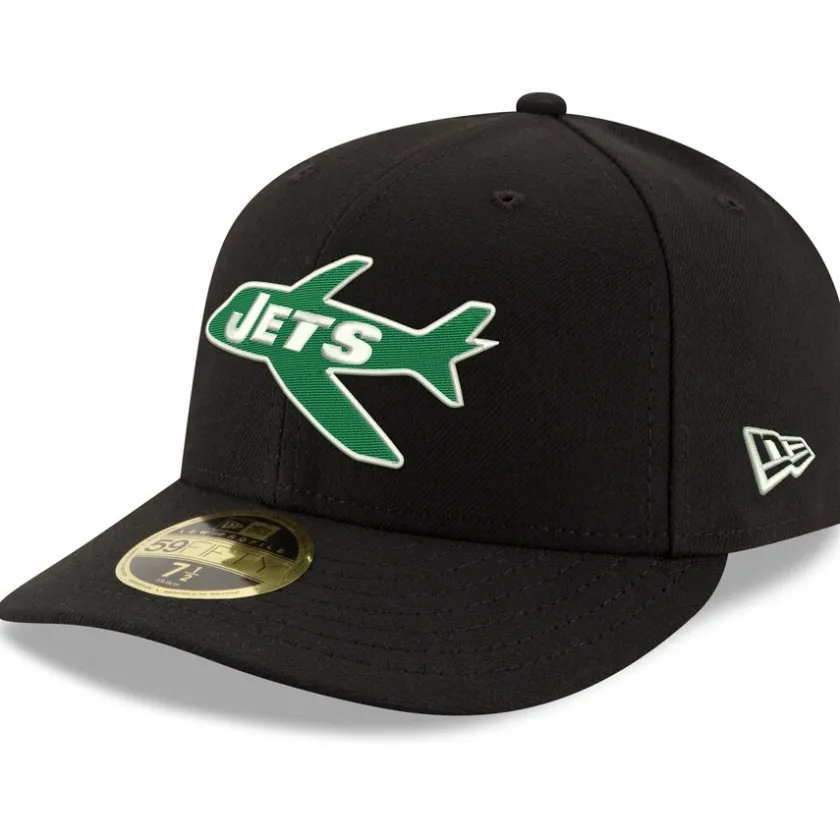 Fitted^New York Jets Men's New Era Black Omaha Throwback Low Profile 59FIFTY Fitted Hat