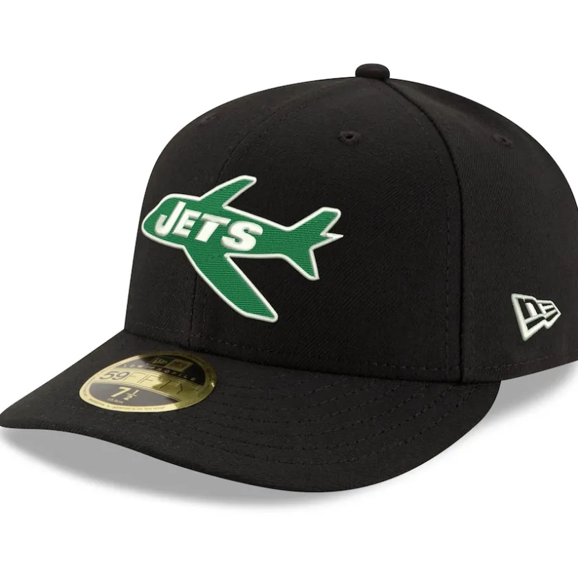 Fitted^New York Jets Men's New Era Black Omaha Throwback Low Profile 59FIFTY Fitted Hat