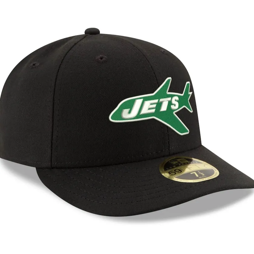 Fitted^New York Jets Men's New Era Black Omaha Throwback Low Profile 59FIFTY Fitted Hat