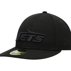 Fitted^New York Jets Men's New Era Black Wordmark Black On Black Low Profile 59FIFTY II Fitted Hat