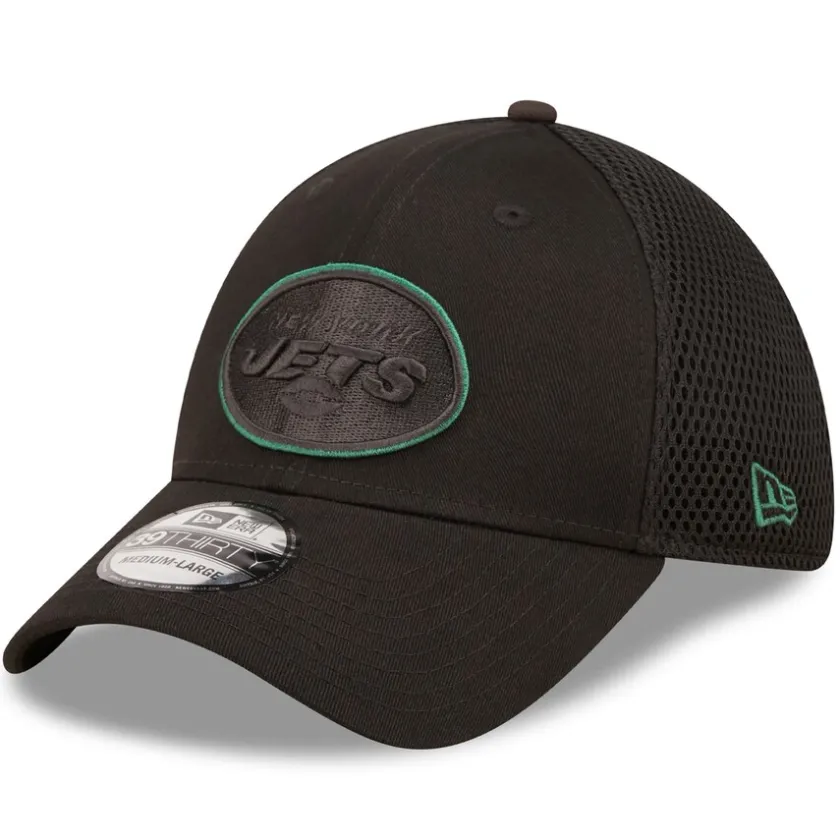 Hats|Men^New York Jets Men's New Era Black Team Neo 39THIRTY Flex Hat