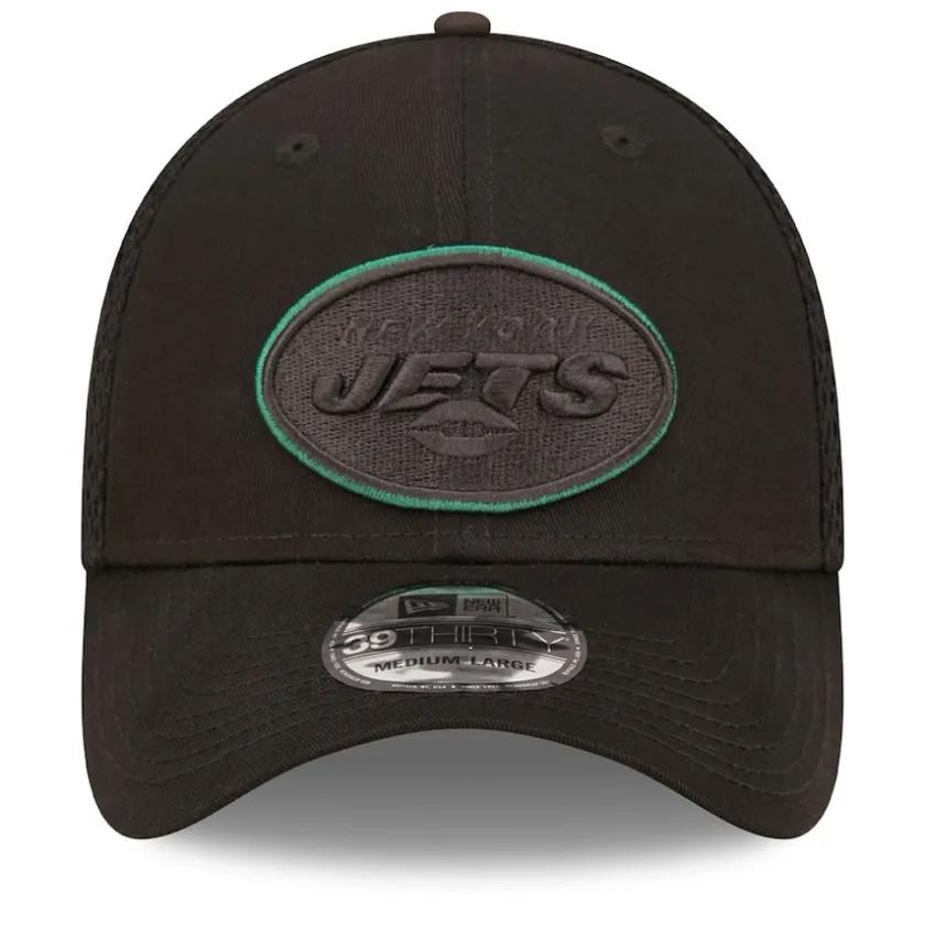 Hats|Men^New York Jets Men's New Era Black Team Neo 39THIRTY Flex Hat