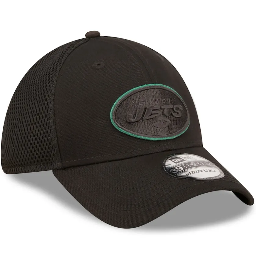 Hats|Men^New York Jets Men's New Era Black Team Neo 39THIRTY Flex Hat