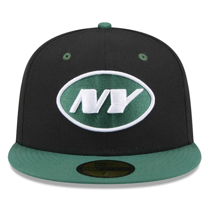 Fitted^New York Jets Men's New Era Black/Green Flipside 2Tone 59FIFTY Fitted Hat