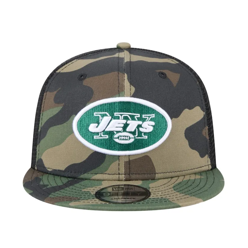 Snapback^New York Jets Men's New Era Camo Main Trucker 9FIFTY Snapback Hat