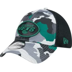 Flex^New York Jets Men's New Era Camo/Black Active 39THIRTY Flex Hat