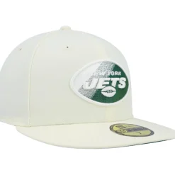 Fitted^New York Jets Men's New Era Cream Chrome Color Dim 59FIFTY Fitted Hat