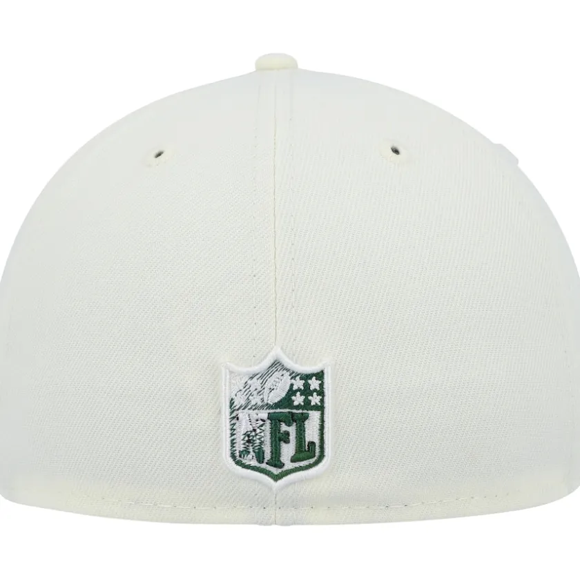 Fitted^New York Jets Men's New Era Cream Chrome Color Dim 59FIFTY Fitted Hat