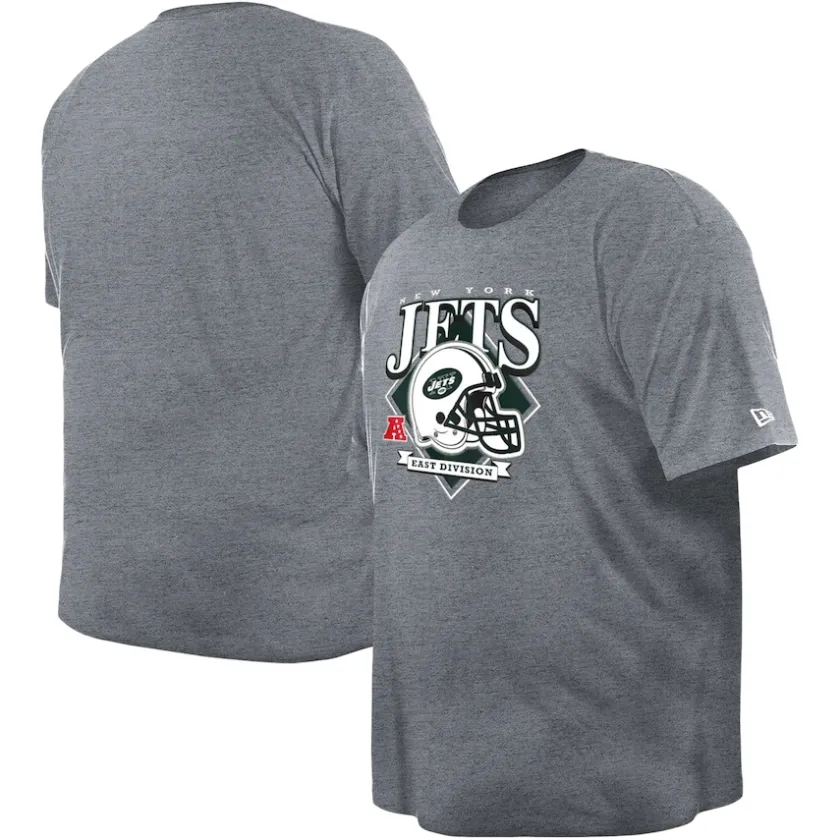 Big & Tall^New York Jets Men's New Era Gray Big & Tall Helmet Historic Mark T-Shirt