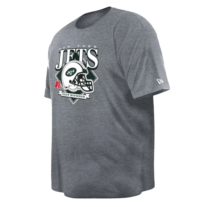 Big & Tall^New York Jets Men's New Era Gray Big & Tall Helmet Historic Mark T-Shirt
