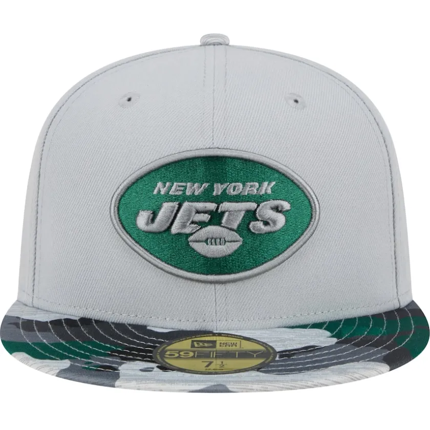Fitted^New York Jets Men's New Era Gray Active Camo 59FIFTY Fitted Hat
