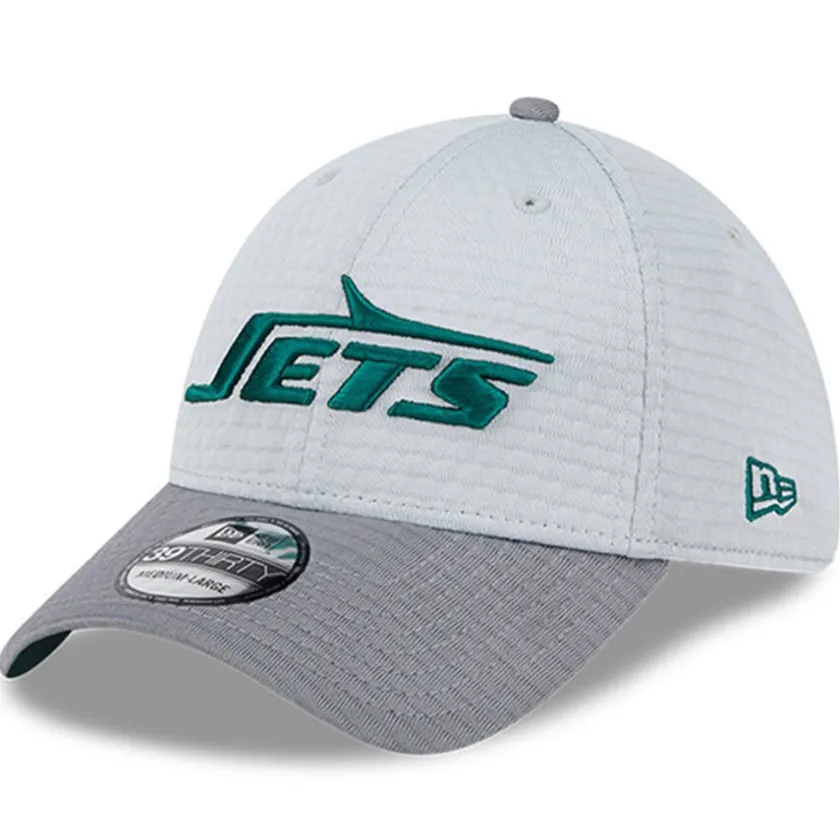 Flex^New York Jets Men's New Era Gray 2024 NFL Training Camp 39THIRTY Flex Hat