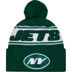 Hats|Men^New York Jets Men's New Era Green 2024 Sideline Cuffed Knit Hat With Pom