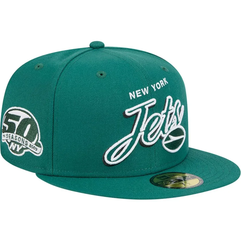 Hats|Men^New York Jets Men's New Era Green Script Sided 59FIFTY Fitted Hat