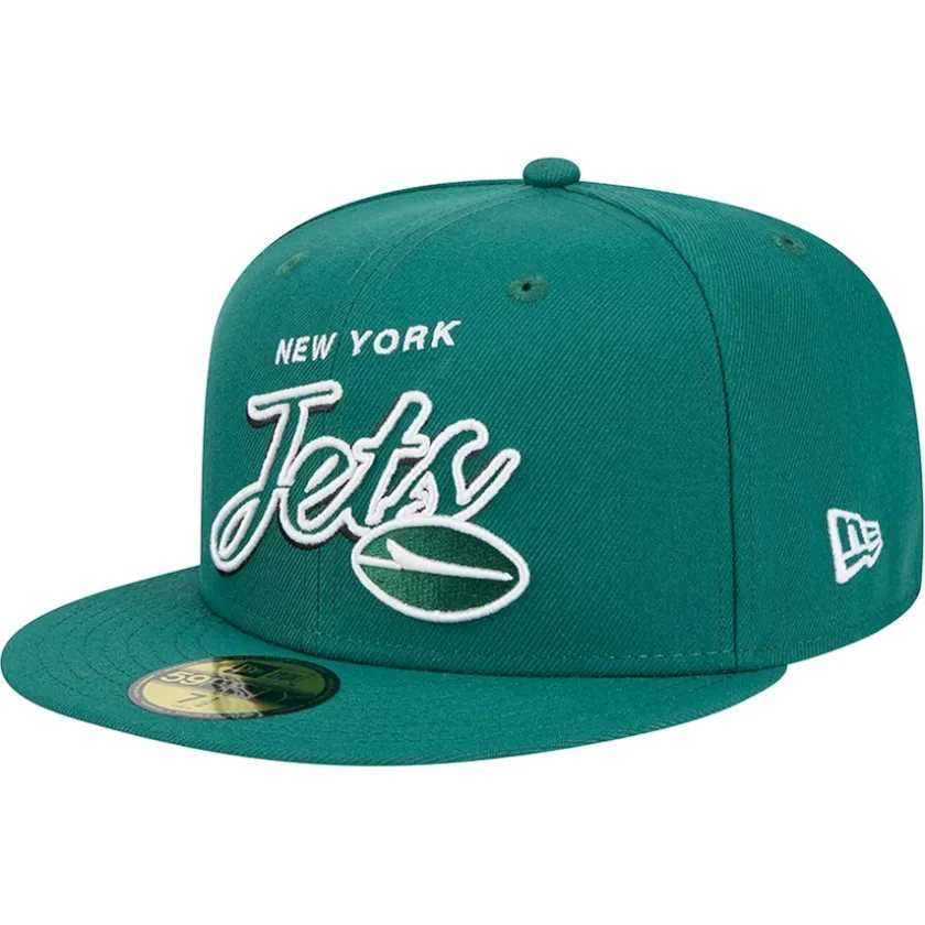 Hats|Men^New York Jets Men's New Era Green Script Sided 59FIFTY Fitted Hat