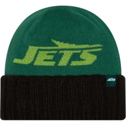 Knit^New York Jets Men's New Era Green Oversize Cuffed Knit Hat