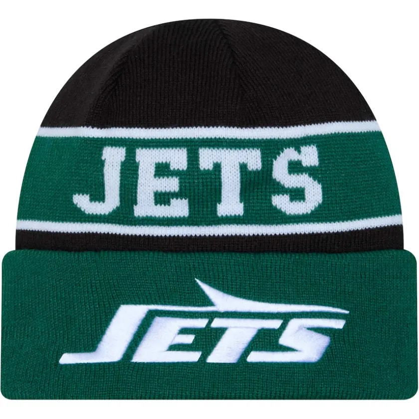 Hats|Men^New York Jets Men's New Era Green Reverse Cuffed Knit Hat
