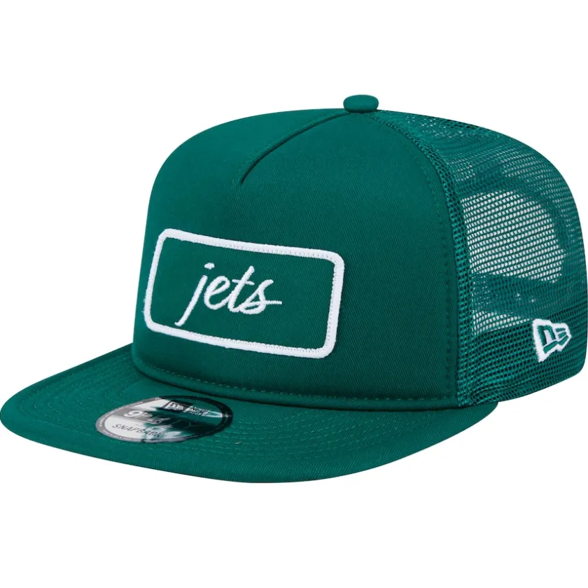 Snapback^New York Jets Men's New Era Green Forum Trucker 9FIFTY Snapback Hat