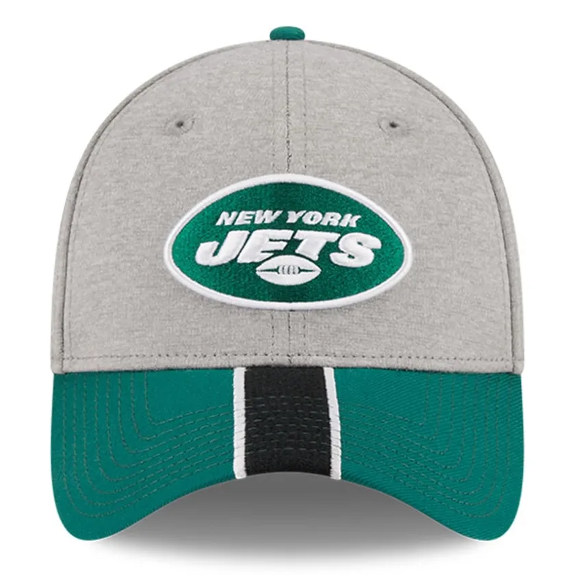 Flex^New York Jets Men's New Era Heather Gray/Green Striped 39THIRTY Flex Hat