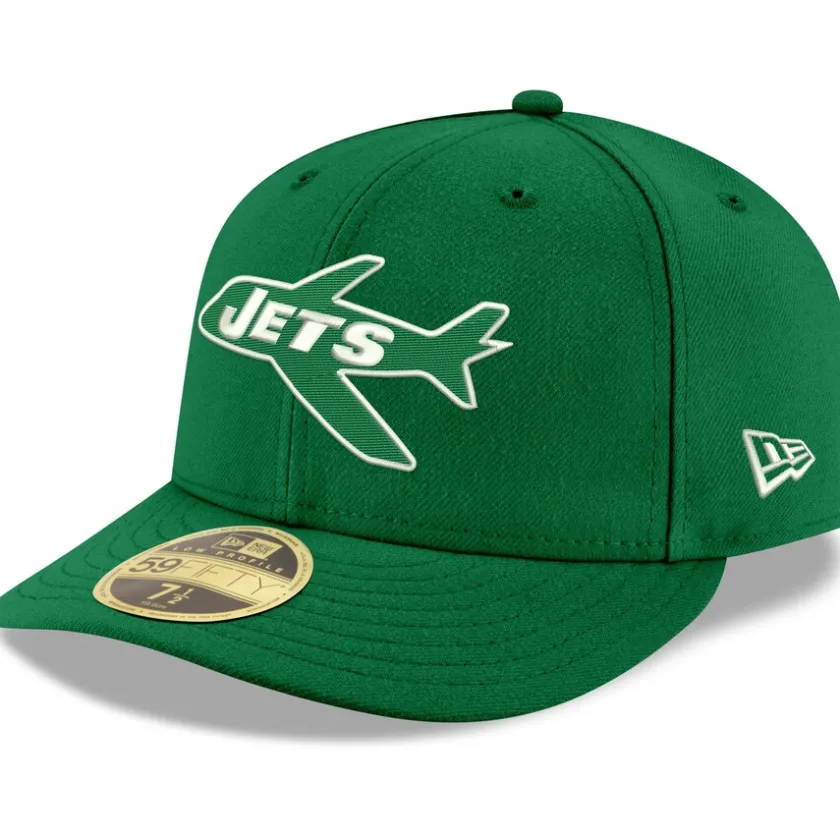 Fitted^New York Jets Men's New Era Kelly Green Omaha Throwback Low Profile 59FIFTY Fitted Hat
