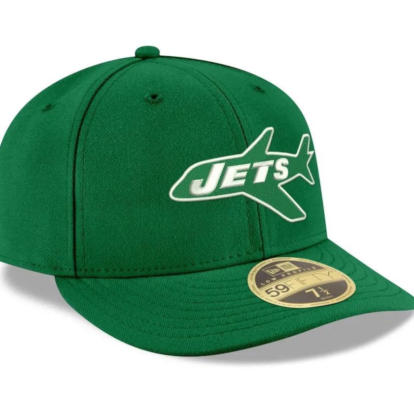 Fitted^New York Jets Men's New Era Kelly Green Omaha Throwback Low Profile 59FIFTY Fitted Hat