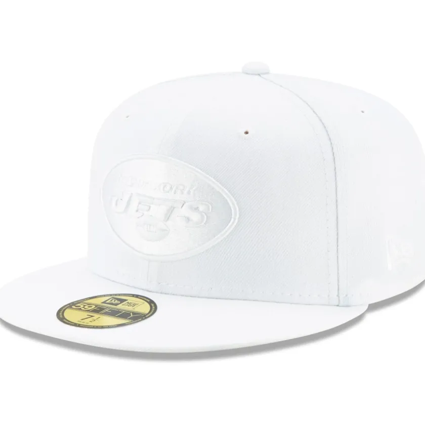 Fitted^New York Jets Men's New Era White On White 59FIFTY Fitted Hat