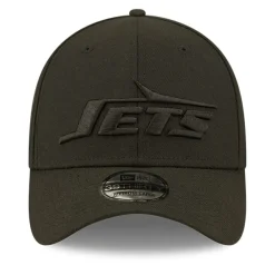 Flex^New York Jets Men's New Era Black On Black Historic Logo 39THIRTY Flex Hat