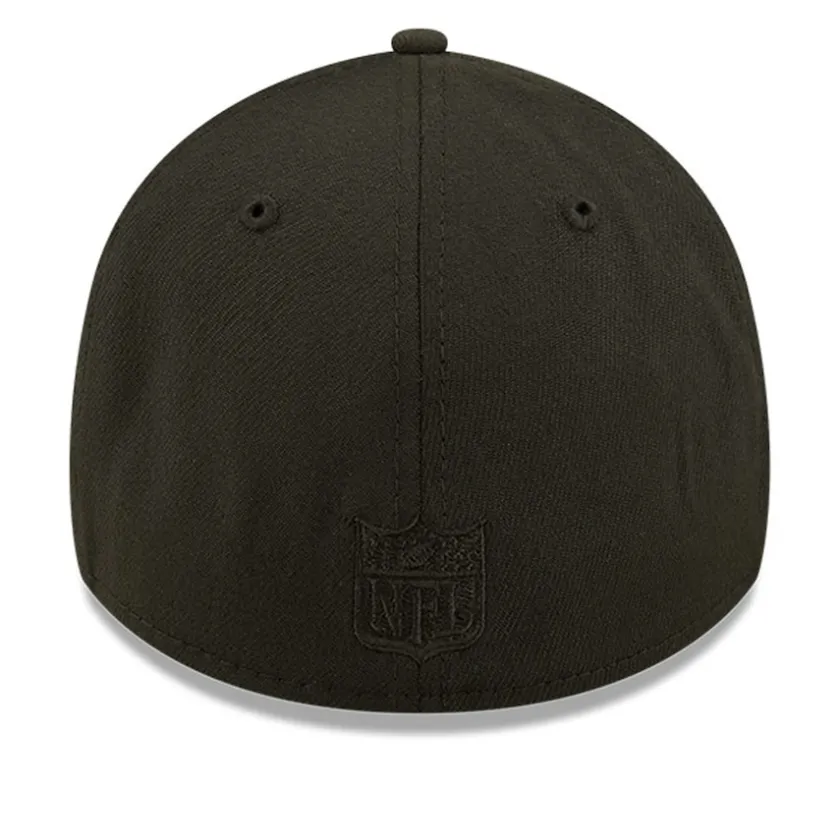 Flex^New York Jets Men's New Era Black On Black Historic Logo 39THIRTY Flex Hat