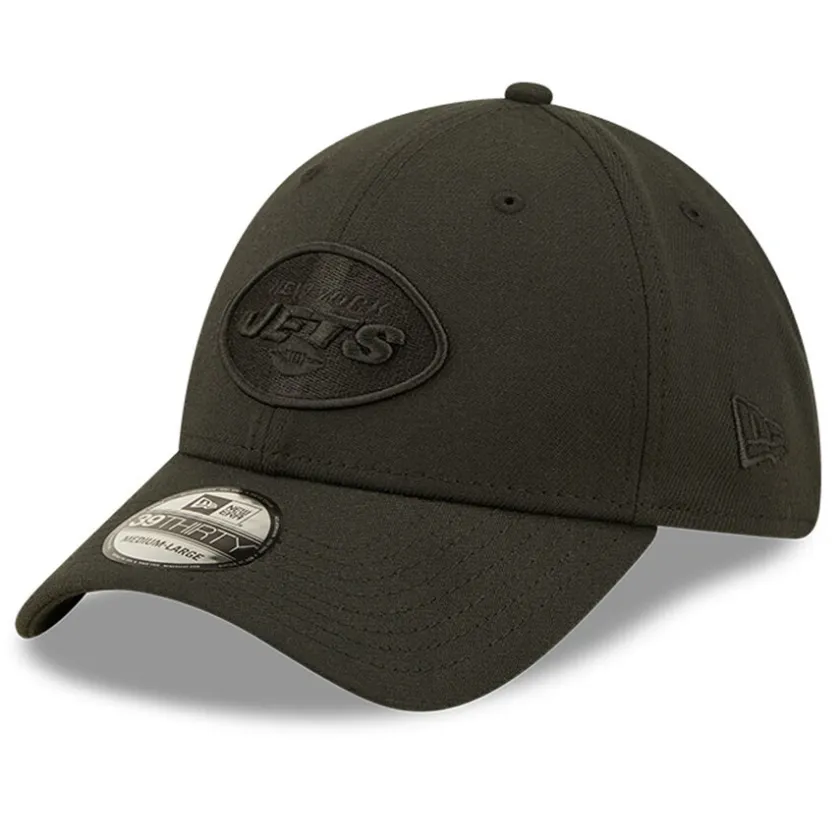 Flex^New York Jets Men's New Era Black On Black 39THIRTY Flex Hat