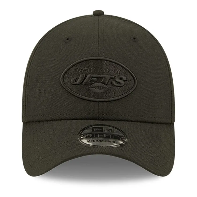 Flex^New York Jets Men's New Era Black On Black 39THIRTY Flex Hat
