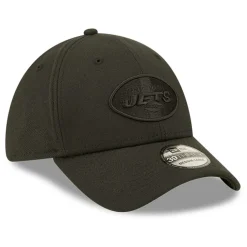 Flex^New York Jets Men's New Era Black On Black 39THIRTY Flex Hat