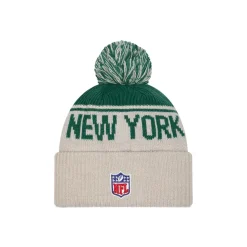 Hats|Men^New York Jets Men's New Era Stone NFL Sideline Historic Cuffed Knit Hat With Pom