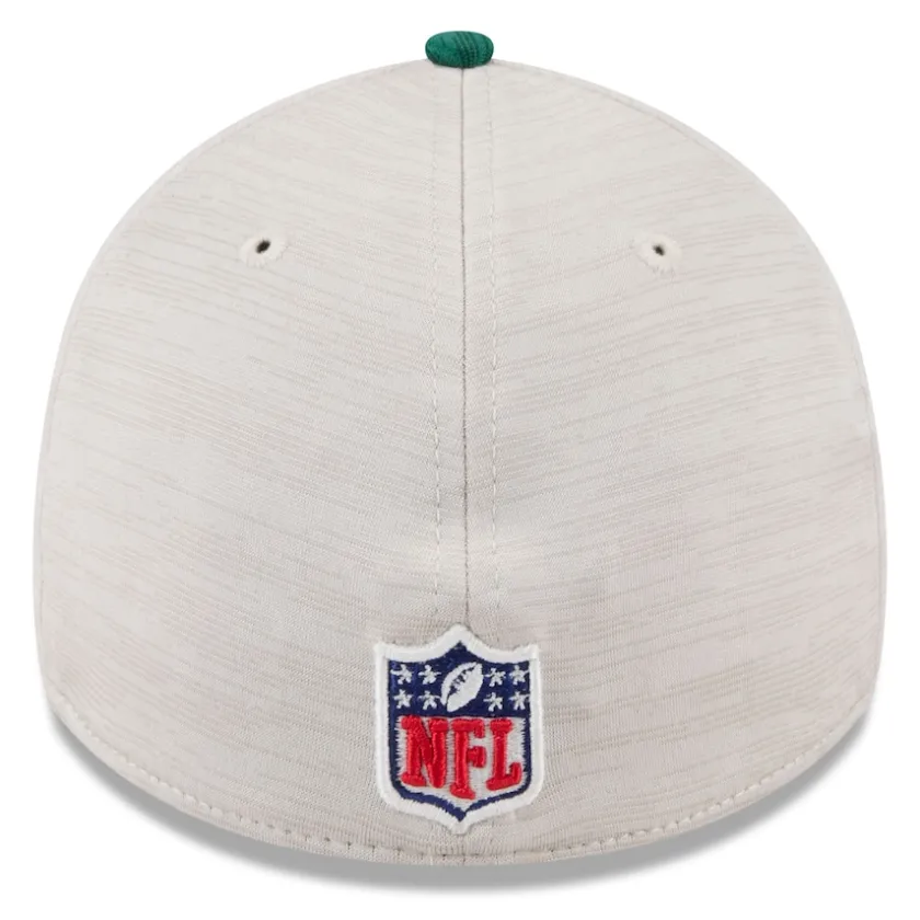 Flex^New York Jets Men's New Era Stone/Green 2024 Sideline Historic 39THIRTY Flex Hat