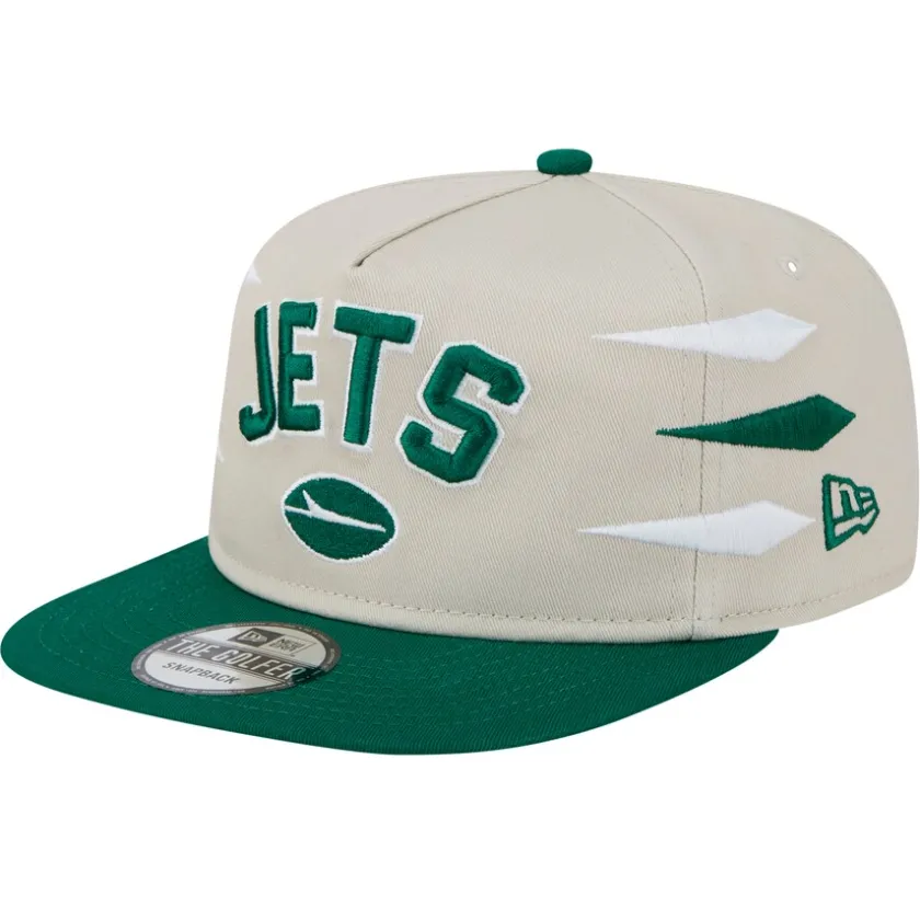 Snapback^New York Jets Men's New Era Stone/Green Athletic Golfer Snapback Hat