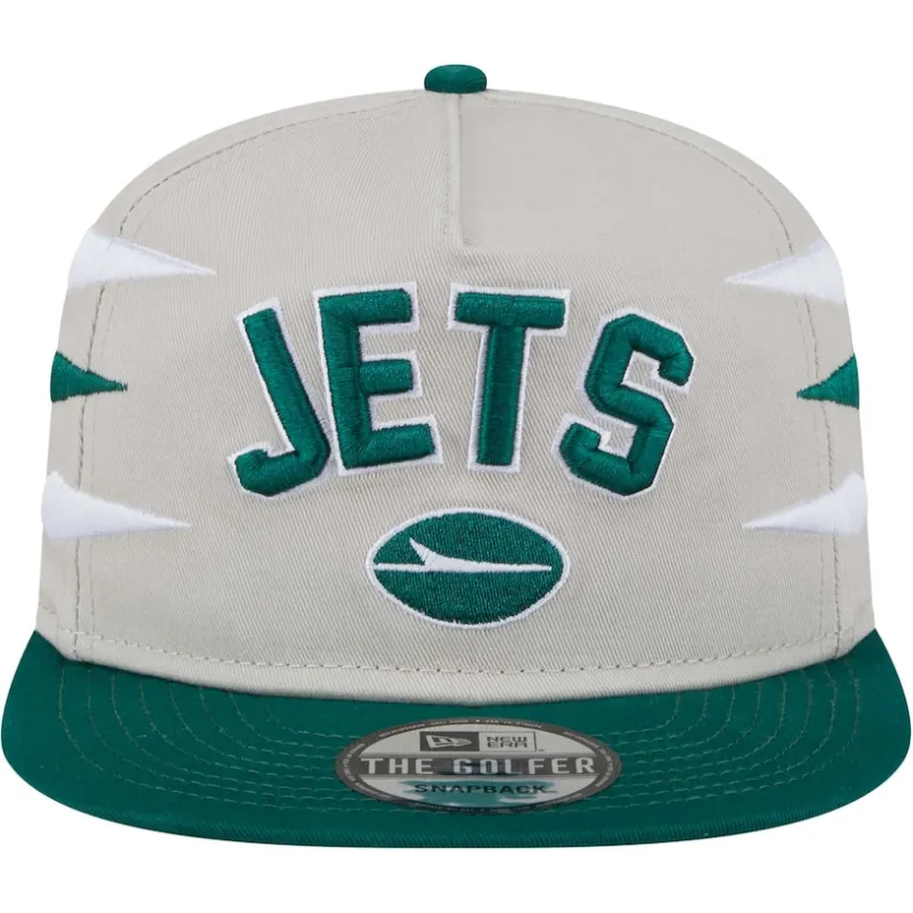 Snapback^New York Jets Men's New Era Stone/Green Athletic Golfer Snapback Hat