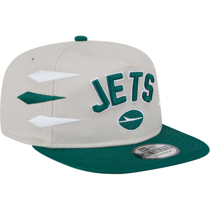Snapback^New York Jets Men's New Era Stone/Green Athletic Golfer Snapback Hat