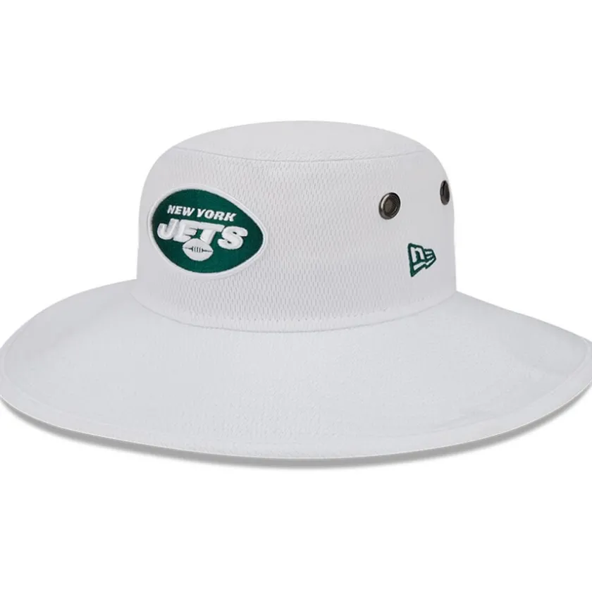 Bucket^New York Jets Men's New Era White 2023 NFL Training Camp Panama Bucket Hat