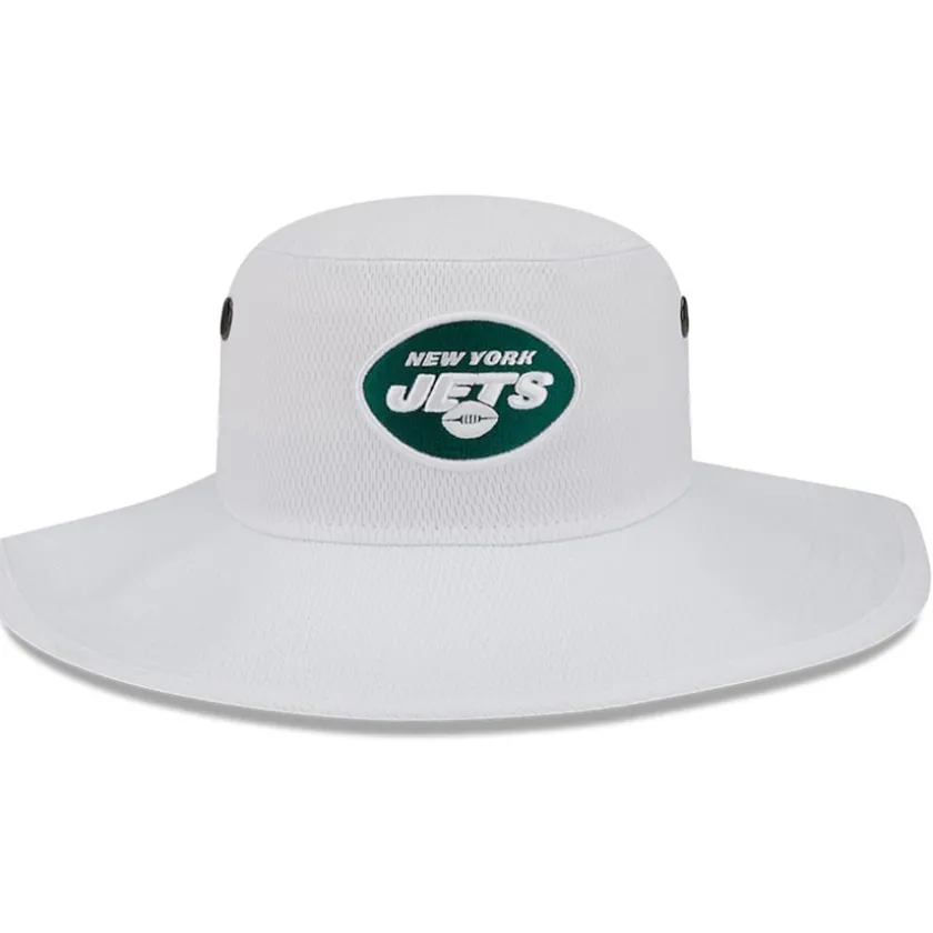 Bucket^New York Jets Men's New Era White 2023 NFL Training Camp Panama Bucket Hat