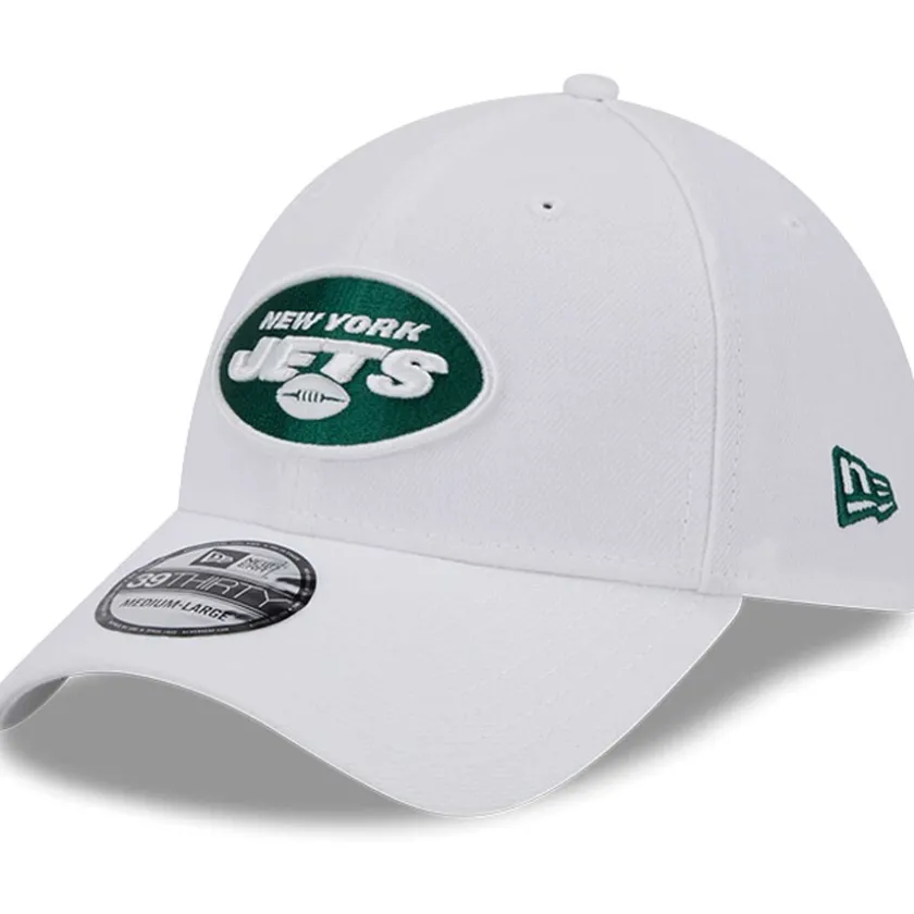 Flex^New York Jets Men's New Era White Main 39THIRTY Flex Hat
