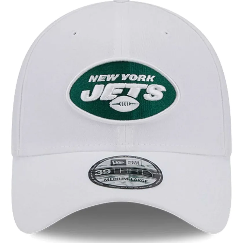 Flex^New York Jets Men's New Era White Main 39THIRTY Flex Hat