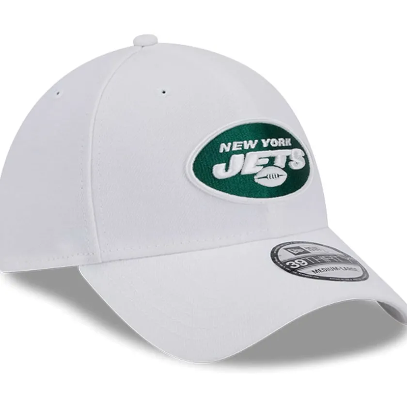 Flex^New York Jets Men's New Era White Main 39THIRTY Flex Hat