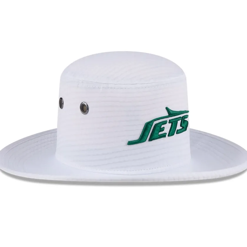 Bucket^New York Jets Men's New Era White 2024 NFL Training Camp Panama Bucket Hat