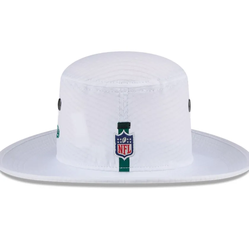 Bucket^New York Jets Men's New Era White 2024 NFL Training Camp Panama Bucket Hat