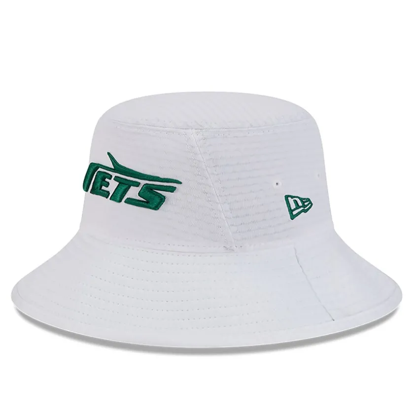 Bucket^New York Jets Men's New Era White 2024 NFL Training Camp Stretch Bucket Hat