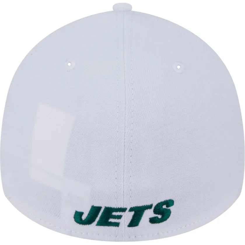 Flex^New York Jets Men's New Era White Throwback 39THIRTY Flex Hat