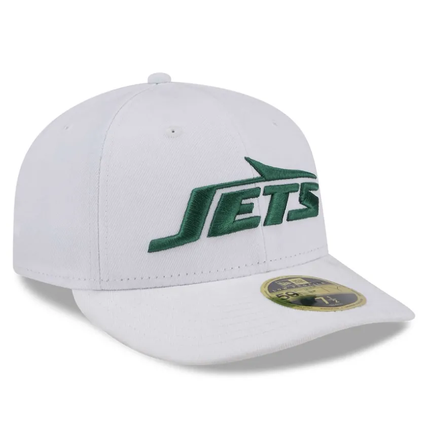 Fitted^New York Jets Men's New Era White Wordmark Omaha Low Profile 59FIFTY Fitted Hat