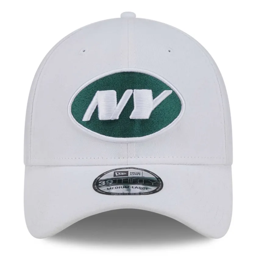 Flex^New York Jets Men's New Era White NFL Iced II 39THIRTY Flex Hat