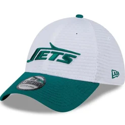 Flex^New York Jets Men's New Era White/Green 2024 NFL Training Camp 39THIRTY Flex Hat